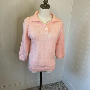 Vintage 80s Junior Connection Women’s Medium Acrylic Coral Pink Sweater Buttoned